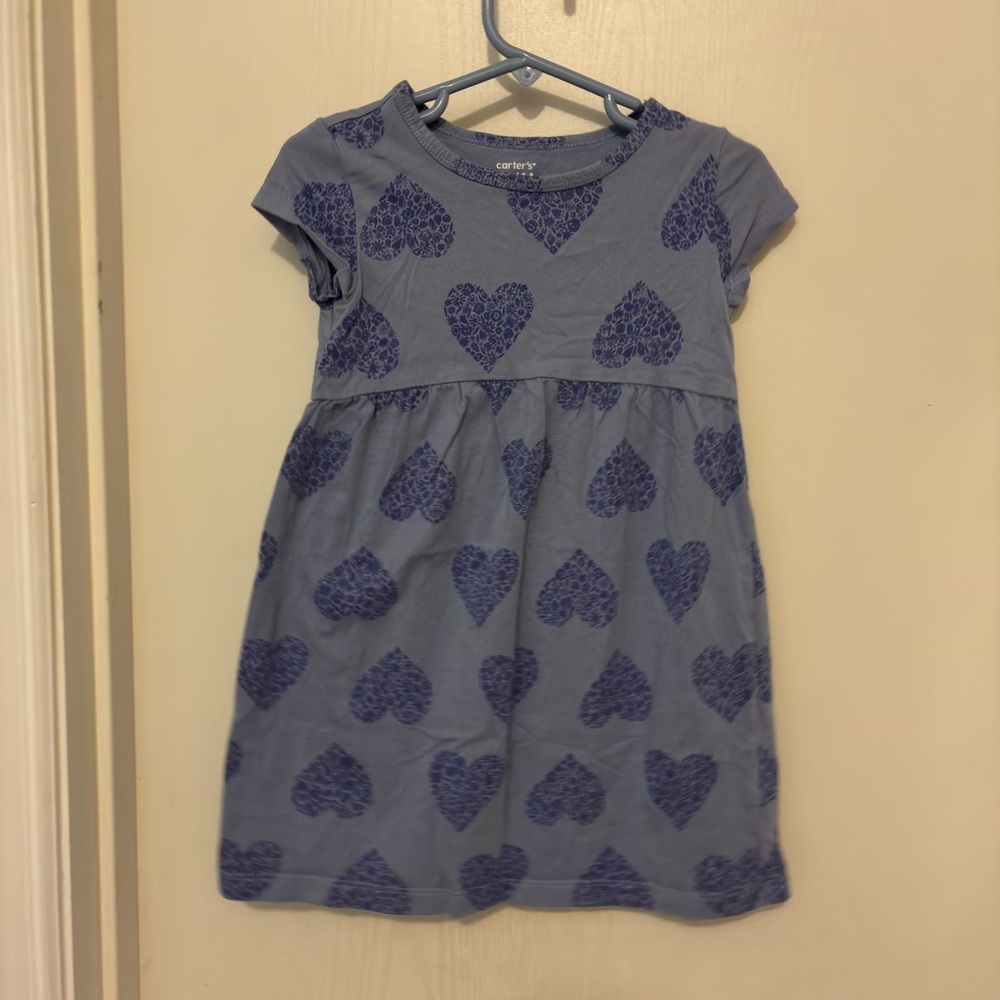 Carter's Blue Dress with Navy Heart Print